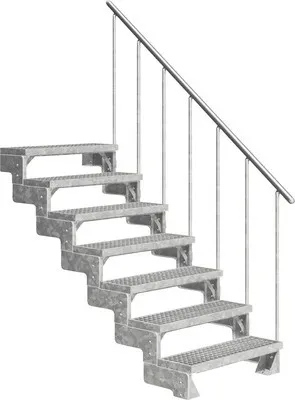 Produktbild von Aussentreppe Pertura Tallis mit Geländer 7 Steigungen 100 cm Gitterrost