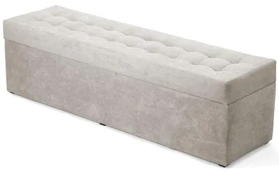 Produktbild von MG Design Polsterhocker Grau 45x160 cm - Stauraum 190L, bis 300 kg, stabil & pflegeleicht, für Wohnzimmer, Schlafzimmer & Flur