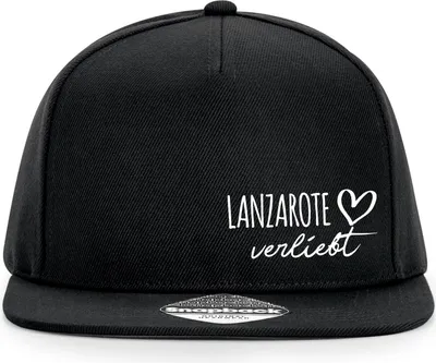Produktbild von Huuraa Cappy Mütze Lanzarote verliebt Black Polyester Snapback Kappe Geschenkidee