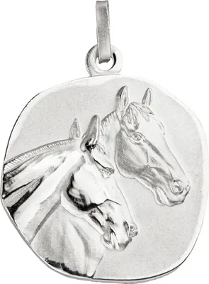 Produktbild von JOBO Anhänger Pferde Pferdeköpfe 925 Sterling Silber matt mattiert Silberanhänger