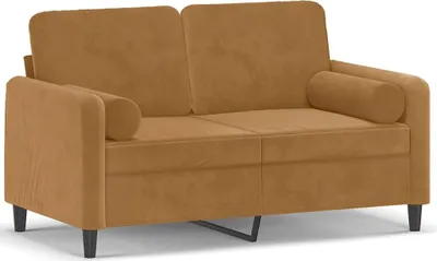 Produktbild von vidaXL 2-Sitzer-Sofa mit Zierkissen Braun 120 cm Samt