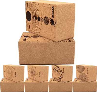 Produktbild von RDX Yogablock-Set aus Kork, rutschfester, hochdichter EVA-Schaum, griffige Oberfläche für Stabilitäts- und Krafttraining, D4 (22,5 x 14,5 x 10,2 cm)