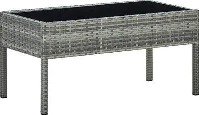Produktbild von "2026 Promotion" Gartentisch Grau 75x40x37 cm Poly Rattan - Gartentische CC26432
