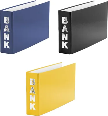 Produktbild von 3 Bankordner / 140x250mm / für Kontoauszüge / Farbe: je 1x gelb, blau, schwarz