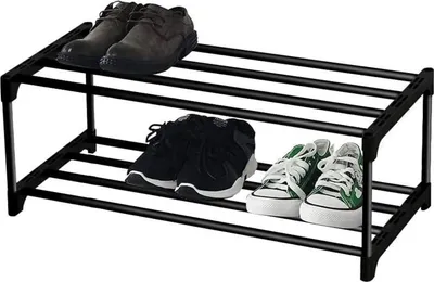Image de Étagère à chaussures 2 niveaux Noir 6 paires de chaussures Organiseur