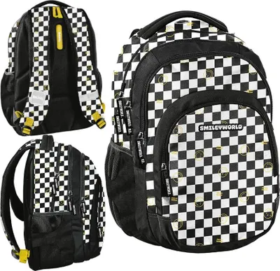 Produktbild von PASO Jugend-Schulrucksack kariert für Kinder Smiley