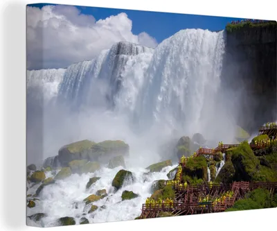 Produktbild von OneMillionCanvasses® - Leinwandbilder - 140x90 cm, Felsformationen vor den Niagarafällen, Wandbilder Kunstdruck Wanddekoration - Foto auf Leinwand - Gemälde auf Holzrahmen