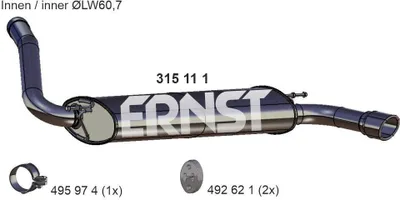 Produktbild von ERNST 315111 Endschalldämpfer für FORD FOCUS III Turnier Auspuff