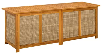 Immagine prodotto di vidaXL Contenitore da giardino in legno massello di acacia, capacità 185 litri, 150 x 50 x 56 cm, color beige