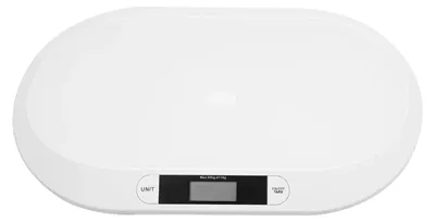 Obrázek produktu pro Digitální váha pro kojence – váha pro domácí zvířata a kojence – nosnost 20 kg – rozlišení 10 g – LCD displej – funkce tarování – automatické vypnutí – přepínání jednotek kg/lb/st – bílá barva