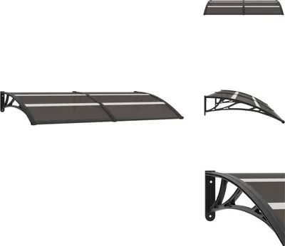 Multiple views of a black door awning.