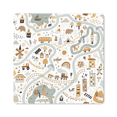 Produktbild von MuchoWow® Mauspad Mousepad Auto - Tiere - Kinder - Straßen 20x20 cm - Mousepads - Maus Mat - Pad - Mausunterlage - Desk Mat - Bureauartikeln