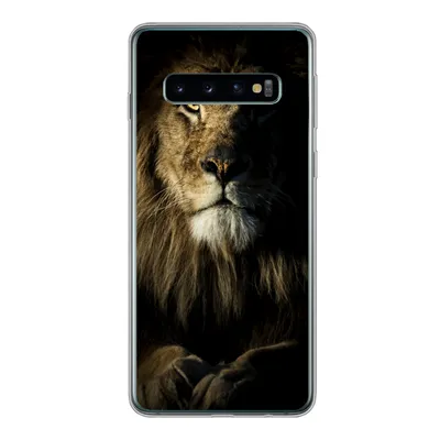 Produktbild von MuchoWow® Handyhülle Schutzhülle Hülle für Samsung Galaxy S10 Löwe - Licht - Schwarz Silikon Softcase Handy Hülle - Handytasche