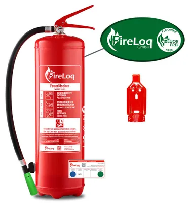 Produktbild von FireLoq 6L Wasser Feuerlöscher für Brandklasse A mit 8A ergibt 2LE Dauerdruck inkl. Prüfnachweis,Wandhalter und Manomete