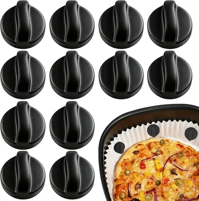 Produktbild von 12 Stück Hitzebeständige Silikon Magnete für Airfryer, Sicherer Halt für Backpapier – Anti-Rutsch Zubehör für Heißluftfritteuse, reduziert Verrutschen & Anbrennen, Schwarz