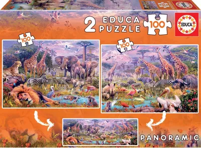 Immagine prodotto di Puzzle 2 in 1 Panoramico Animali Selvatici 18606
