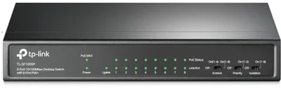 Obrázek produktu pro TP-Link TL-SF1009P, Nespravované, Fast Ethernet (10/100), Plně duplexní režim, Podpora napájení po Ethernetu (PoE), Montovatelné na zeď