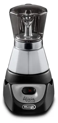 Productafbeelding van De'Longhi Alicia EMKM 4, Elektrische mokkakoker, 0,4 liter, geschikt voor gemalen koffie, 450 W, zwart, zilver, transparant