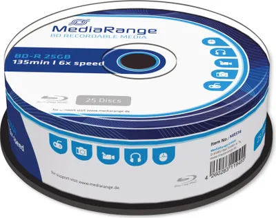 Produktbild von MediaRange BD-R 25 GB, Blu-ray-Rohlinge, (6-fach, 25 Stück)