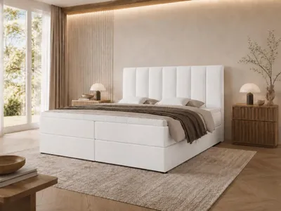 Produktbild von Emlar Boxspringbett Bella 120x200 - Bett mit Matratze und Topper - Boxspringbett mit Bettkasten und Matratze - Boxspringbett Weiß (Magic Velvet 2200)