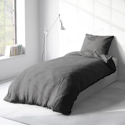 Produktbild von Seersucker Bettwäsche 155x220 cm Grau Anthrazit Wende Doubleface Mikrofaser Bettbezug 2 teilig