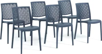 Produktbild von 6er-Set stapelbare Stühle aus Polypropylen mit Glasfasern für Außenbereich und Garten, Bar und Restaurant, Küche modernes Design - ASTRID - Petrol