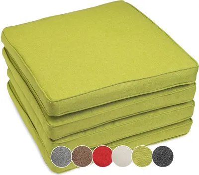 Produktbild von sunnypillow 4er Set Stuhlkissen wasserdicht UV-lichtecht 45 x 45 x 5cm | Polsterauflage Auflage für Stühle / Bänke | Sitzkissen Stuhlauflage für Haus und Garten | Indoor / Outdoor | Grün