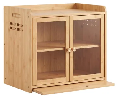 Bambus-Küchenorganizer mit Brotkasten, Schneidebrett, 32 l