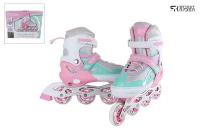 Produktbild von Inline Skates rosa grün verstellbar Größe 29-32 Kinderskates