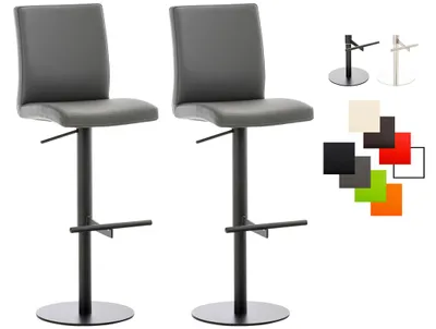Image de CLP - Ensemble de 2 tabourets de bar Cadix, revêtus de similicuir, pivotants et réglables en hauteur, jusqu'à 240 kg. Couleur : gris. Structure : noire