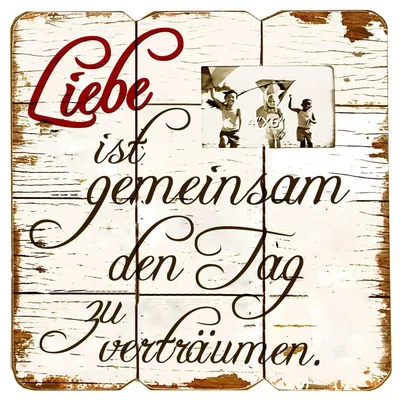 Produktbild von Wandbild Holz Dekoschild Liebe ist mit Bilderrahmen Holzbild Wanddeko