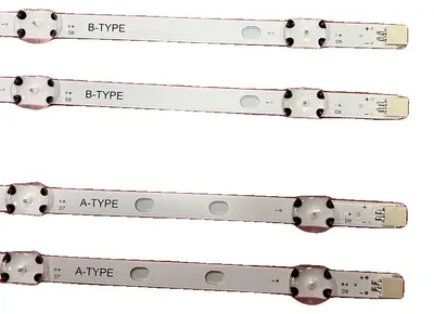 Productafbeelding van LED-strips, 817 mm lang, met 8 LED's type A, 9 LED's type B, geschikt voor verschillende 43-inch televisies, set van 4 stuks