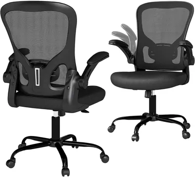Image de Chaise de bureau ergonomique noire, avec hauteur réglable, support lombaire et roulettes pivotantes à 360°