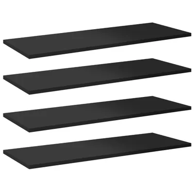 Image de Planches de bibliothèque 8 pcs. Noir brillant 80x30x1,5 cm