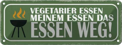 Produktbild von vianmo Blechschild 10x27 cm Vegetarier essen das weg Trinken