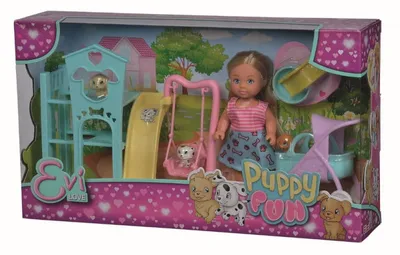 Zdjęcie produktu dla Lalka Evi z placem zabaw dla szczeniąt i wózkiem
