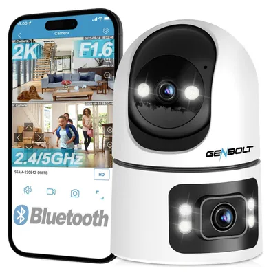 Immagine prodotto di GENBOLT Telecamera WiFi a 360° con rilevamento di figure umane e zoom 4X