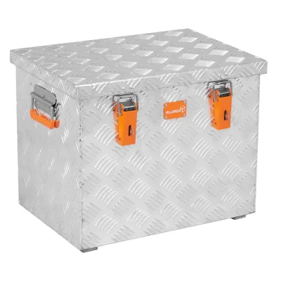 Produktbild von ALUBOX® Transportkiste – 70 Liter – Aluminium Riffelblech – mit M10 Gewindefüßen