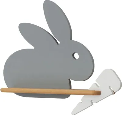 Zdjęcie produktu dla Kinkiet LED RABIT szaro-biały-jasne drewno 4W Neutralna biel 200lm drewno wym:31x37x12cm IP20 Candellux
