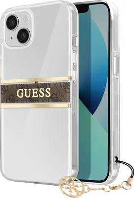 Produktbild von Guess 4G Stripe Brown Charm - iPhone 13 mini Hlle (Transparent)