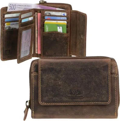 Produktbild von Greenburry Geldbörse VINTAGE Leder Portemonnaie 15 Kartenfächer Geldbeutel braun