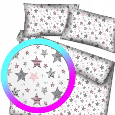 Produktbild von Designpremium Bettwäsche Baumwolle 160x200 cm Rosa Sterne