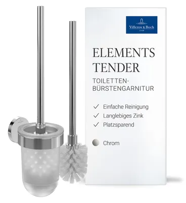 Obrázek produktu pro Sada WC štětek Villeroy & Boch Elements Tender, nástěnná, satinované sklo, chrom
