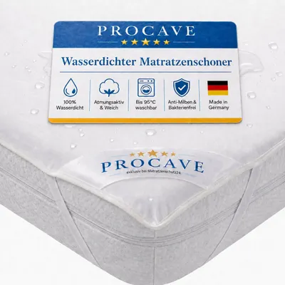 Produktbild von PROCAVE® Matratzenschoner 90x200 wasserdicht - Atmungsaktiver Matratzentopper - Matratzenschutz mit Anti-Milben Schutz