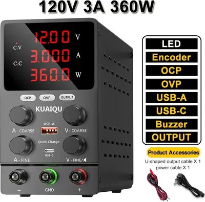 Produktbild von DC-Labornetzgerät - SPS1203S - Einstellbare Spannung - Einzelausgang - 50/60 Hz - FCC- - Silber