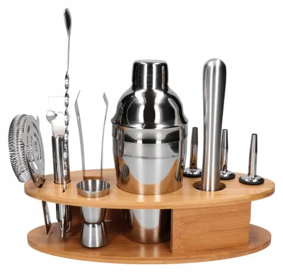 Produktbild von Steelfence 11-teiliges Bar-Set mit Bambus-Ständer