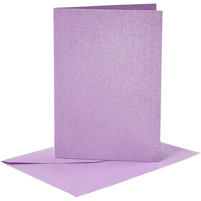 Produktbild von Creativ-Firmenkarten und Umschläge, Kartengröße 10,5 x 15 cm, Umschlaggröße 11,5 x 16,5 cm, Perlmutt, 120+210 g, lila, 4 Set 1 Box