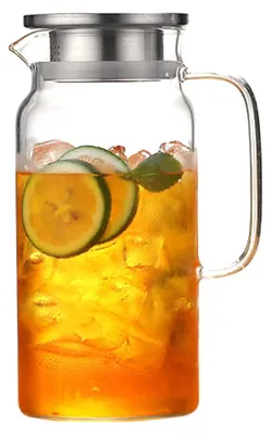 Glaskaraffe Borosilikatglas 1,2/1,8 L mit Edelstahldeckel