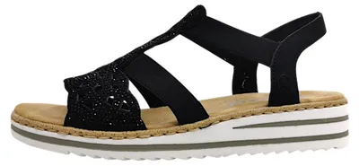 Productafbeelding van Rieker V064600 V06 Damenschuhe Sandalen Flach Schwarz Freizeit