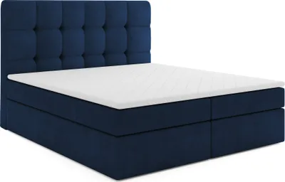 Produktbild von MR GROUP Boxspringbett mit Bettkasten, KAROLINA, 160x200, dunkelblau, H3, Samtstoff, Polsterbett mit Matratze Topper Doppelbett Bett für Schlafzimmer